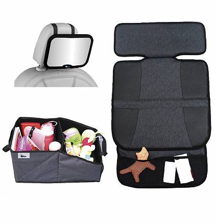 Комплект для поездок: зеркало на спинку, защитный коврик на сиденья и органайзер для автокресла 